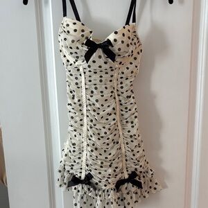 Victoria’s Secret “Sexy Little Things”  Ivory and Black polka dot ruffle